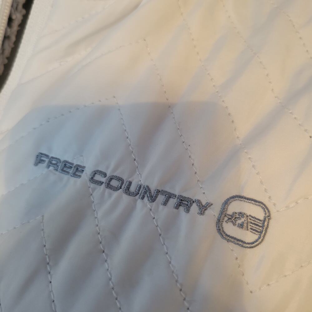 Free Country Reversible Quilted Puffer Vest White Gray Sherpa Lined Women Sze XL - Picture 3 of 9